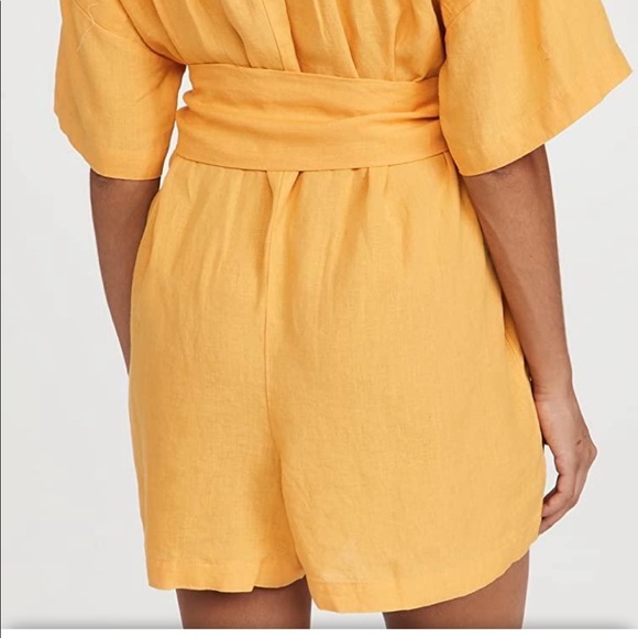 NWT Mara Hoffman Lowri Linen Romper in Tumeric - Picture 4 of 6